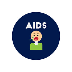 Vector icon  on  circle various symptoms of AIDS on the human