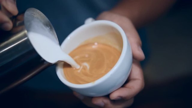 coffee latte art making by barista