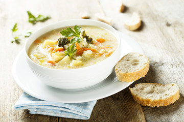 Soup with broccoli and cauliflower