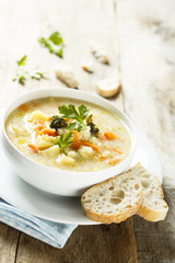 Soup with broccoli and cauliflower