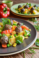 Meatballs with fried vegetable