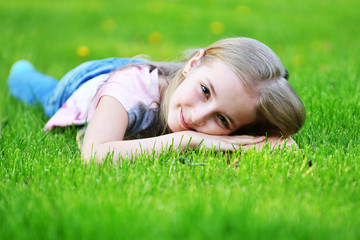  girl  on  grass