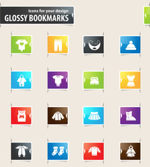 Baby clothes icons set