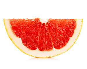 Grapefruit slice isolated on a white background.