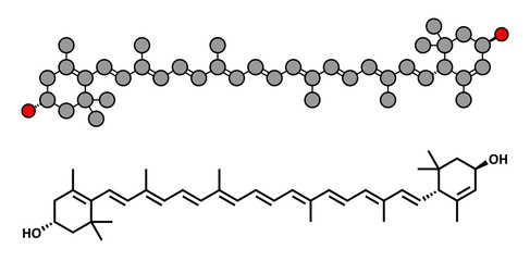Lutein carotenoid molecule. Nutrient present in green leafy vegetables.