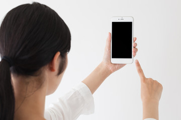 スマートフォンを操作する女性、拡張現実、ar