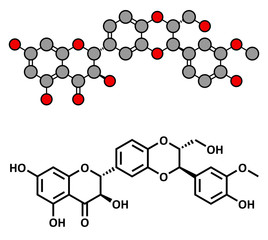 Silibinin (silybin) milk thistle molecule. 
