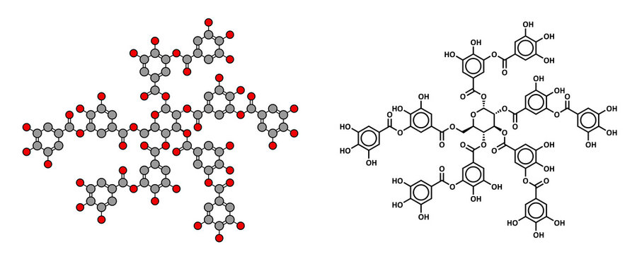 Tannic acid molecule (one isomer shown). Type of tannin.