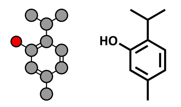 Thymol oil of thyme molecule. Present in kitchen herb Thymus vulgaris.