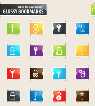 Lock and Key Bookmark Icons
