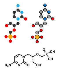 Cidofovir cytomegalovirus (CMV, HCMV) drug molecule. 