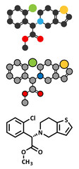 Clopidogrel antiplatelet agent molecule. Inhibits blood clotting.
