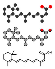Isotretinoin acne treatment drug molecule. Known to be a teratogen.