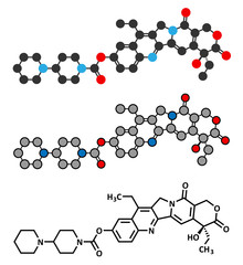 Irinotecan cancer chemotherapy drug molecule.
