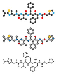 Ritonavir HIV drug (protease inhibitor class) molecule.