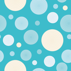 Seamless vector decorative background with circles and polka dots. Print. Cloth design, wallpaper.