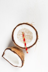 Coconut Water with Pulp. Selective focus.