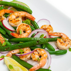 Green Bean with Shrimp. Selective focus.