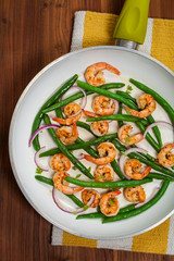 Green Bean with Shrimp. Selective focus.