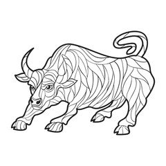 Vector monochrome hand drawn illustration of bull.