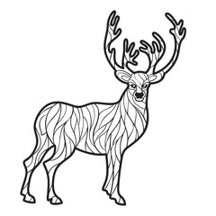 Vector monochrome hand drawn illustration of deer.