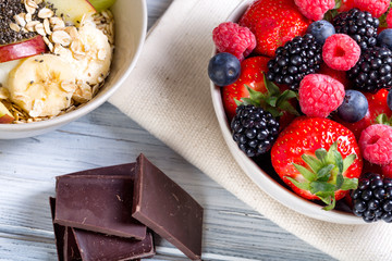 Bowl of fresh fruit. Bblackberries; raspberries; blueberries.