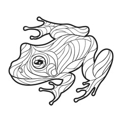 Vector monochrome hand drawn illustration of frog.