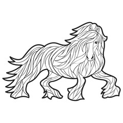 Naklejka premium Vector monochrome hand drawn illustration of horse.
