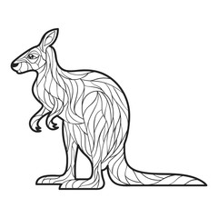 Vector monochrome hand drawn illustration of kangaroo.