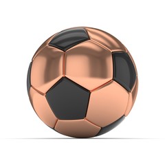 Bronze soccer ball on white background. 3D rendering.