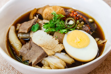 Paste of rice flour or Crunchy pork soup.