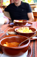 Beautiful served table in Ukrainian style, Ukraine