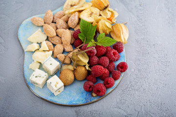 Fruit and nuts cheese board