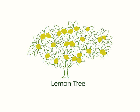 Stylized contour lemon tree with text on a light background