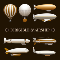 Balloon And Airship Icons Set © Macrovector