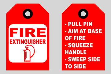 How to use a fire extinguisher informational tags front and back side