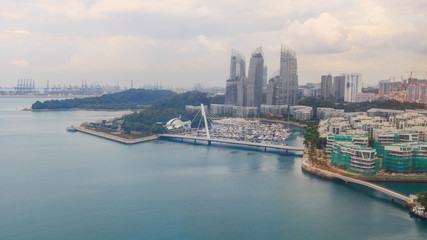 Fototapeta na wymiar Bird eye view of sentosa island at Singapore