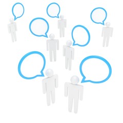people with talk bubbles isolated over a white background. 3d rendering.
