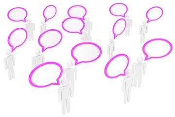 people with talk bubbles isolated over a white background. 3d rendering.