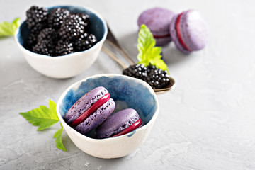 French macarons on a gray table