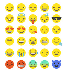Flat Smiley Emoticon Set : Vector Illustration