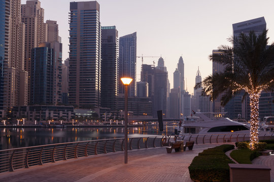 sight of Marina district in Dubai at morning