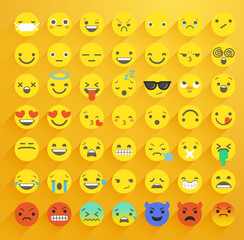 Flat Smiley Emoticon Set : Vector Illustration