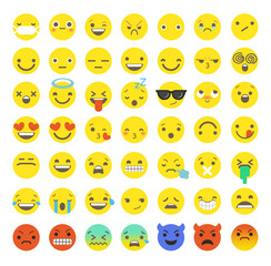 Flat Smiley Emoticon Set : Vector Illustration