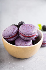 French macarons on a gray table