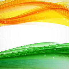 Abstract Green and Orange Wave on White Background. Vector Illus