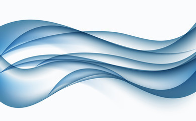 Abstract Blue Wave Set on Transparent  Background. Vector Illust