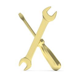 3D Illustration Wrench and screwdriver, service concept