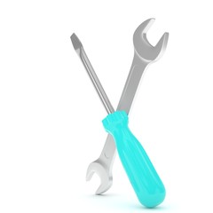3D Illustration Wrench and screwdriver, service concept