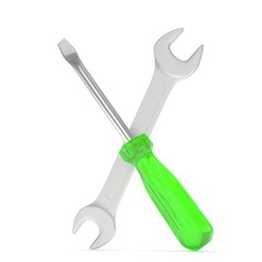 3D Illustration Wrench and screwdriver, service concept